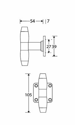 Grote kastknop Ton/vierk. rozet MMNO Grote kastknop Ton/vierk. rozet MMNO