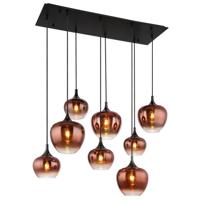 Globo Zwarte hanglampMaxy met rood glas 8-lichts - 15548-8HG