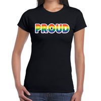 Proud gay pride tekst/fun shirt zwart dames 2XL  -