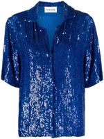 P.A.R.O.S.H. chemise ornée de sequins à manches courtes - Bleu