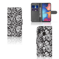 Samsung Galaxy A20e Hoesje Black Flowers - thumbnail