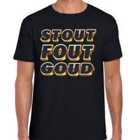 Verkleed T-shirt heren - STOUT - zwart - themafeest fout/goud/stout - thumbnail