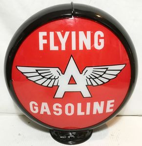 Flying A Gasoline Benzinepomp Bol Rood Glas