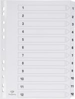 Pergamy tabbladen met indexblad, ft A4, 11-gaatsperforatie, karton, set 1-12