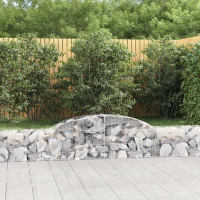 Schanskorven 3 st gewelfd 300x30x40/60 cm gegalvaniseerd ijzer