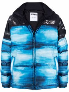 Moschino manteau à logo - Bleu