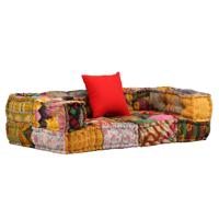Poef tweezits modulair stof patchwork
