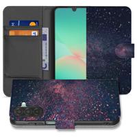 Samsung Galaxy A17 | Book Case | Stars Paars Blauw Glitter Hoesje Met 3 Pasjes