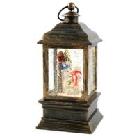Snowglobe glitter lantaarn - antiek goud - D10,5 x H22 cm - met verlichting Snowglobe glitter lantaarn - antiek goud - D10,5 x H22 cm - met verlichting