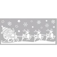 Kerst raamstickers rendieren met slee - vel van 23 x 49 cm - raamdecoratie