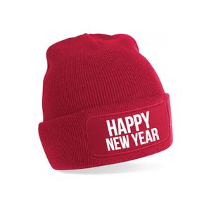 Happy New Year muts unisex - one size - rood - apres-ski muts