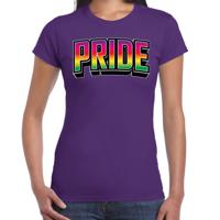Bellatio Decorations Gay Pride T-shirt voor dames - paars - pride - regenboog - LHBTI 2XL  -