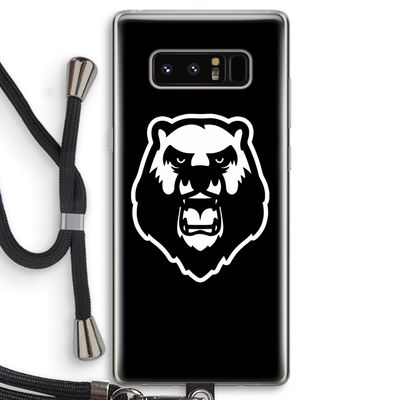Angry Bear (black): Samsung Galaxy Note 8 Transparant Hoesje met koord