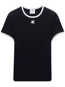 Courrèges t-shirt Bumpy Contrast en coton - Noir