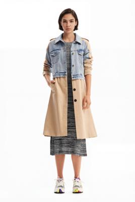 Hybride denim trenchcoat - BROWN - XS