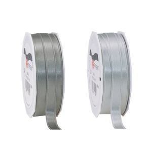 Satijn cadeau inpak deco sierlint - 2 tinten grijs - 25 meter x 1 cm