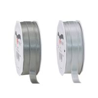 Satijn cadeau inpak deco sierlint - 2 tinten grijs - 25 meter x 1 cm