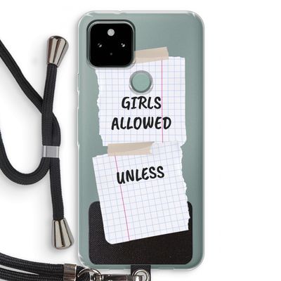 No Girls Allowed Unless: Pixel 5 Transparant Hoesje met koord