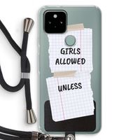 No Girls Allowed Unless: Pixel 5 Transparant Hoesje met koord