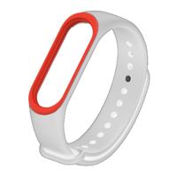 Kleurrijke siliconen polsband horlogeband voor Xiaomi mi band 3 & 4 (wit + rood)