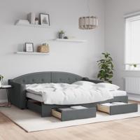Slaapbank onderschuifbed en lades 90x200 cm stof donkergrijs