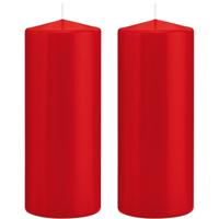 Cilinderkaars/stompkaars - 2x - rood - 8 x 20 cm - 119 branduren - thumbnail