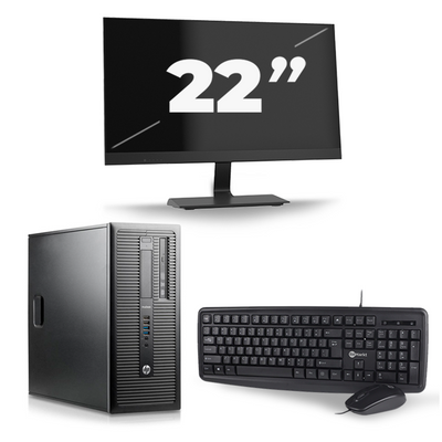 HP ProDesk 600 G1 Tower - Intel Core i5-4e Generatie - 8GB RAM - 256GB SSD - Windows 10 + 1x 22 inch Monitor