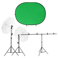 Fotostudioset met verlichtingsset en achtergrondscherm