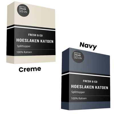 Splittopper Hoeslaken - Katoen - Verkoelend - 200x210 cm - Keuze Uit Meerdere Kleuren - Fresh and Co - Dekbed-Discounter.nl