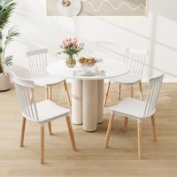 Eetkamerstoelen Set van 4 Keukenstoelen met Massief Houten Poten en Antislip Voetkussens Eetstoelen voor Keuken Woonkamer Kantoor