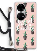 Cactus quote: Huawei P50 Pro Transparant Hoesje met koord