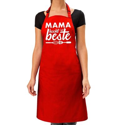 Mama kookt het beste keukenschort rood voor dames / Moederdag