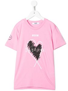 MSGM Kids t-shirt à imprimé cœur - Rose