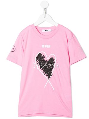MSGM Kids t-shirt à imprimé cœur - Rose