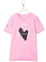 MSGM Kids t-shirt à imprimé cœur - Rose