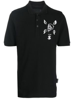 Philipp Plein polo à imprimé tête de mort - Noir