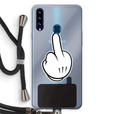 Middle finger white: Samsung Galaxy A20s Transparant Hoesje met koord