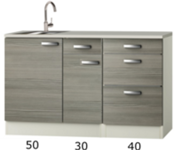 Keukenblok 120cm vigo grijs-rood RAI-4392