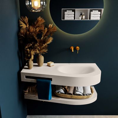 MONDIAZ RIVA 100cm Wastafel met planchet kleur Linen. Wastafel DULCET rechts 0 kraangaten kleur Linen. MONDIAZ RIVA 100cm Wastafel met planchet kleur Linen. Wastafel DULCET rechts 0 kraangaten kleur Linen.