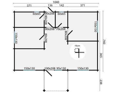 Blokhut - Tuinhuis Finn | 92 mm | vuren honinggeel geïmpregneerd