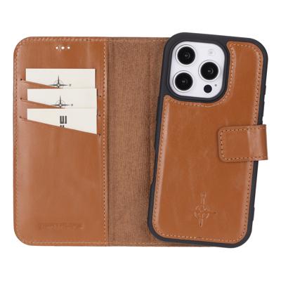 NorthLife iPhone 16 Pro - Leren Afneembare 2-in-1 bookcase telefoonhoes - Cognac