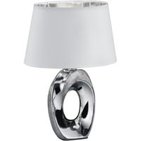 LED Tafellamp - Tafelverlichting - Trion Tibos - E14 Fitting - Rond - Mat Zilver - Keramiek - thumbnail