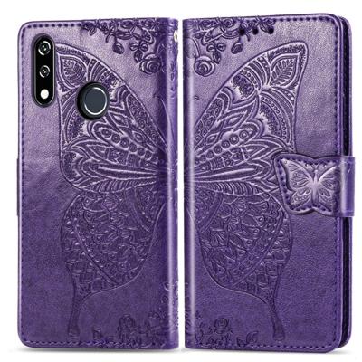 Butterfly Love bloemen reliëf horizontale Flip lederen draagtas voor LG W10 met houder & kaartsleuven & portemonnee & Lanyard (donker paars)