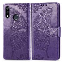 Butterfly Love bloemen reliëf horizontale Flip lederen draagtas voor LG W10 met houder & kaartsleuven & portemonnee & Lanyard (donker paars)