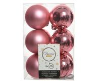 12 onbreekbare kerstballen lippenstift roze 6 cm