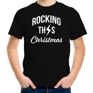 Rocking this Christmas Kerst t-shirt zwart voor kinderen