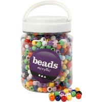 Creativ Company Pony kralen, d 10 mm, gatgrootte 4,5 mm, ca. 1135 stuk, diverse kleuren, 430 gr, 700 ml/ 1 doosje