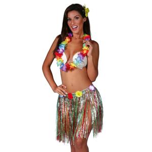 Toppers - Hawaii verkleed set - voor volwassenen - multicolour - rieten rokje/bloemenkrans/haarclip bloem