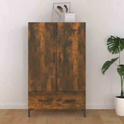 Hoge kast 70x31x115 cm bewerkt hout gerookt eikenkleurig