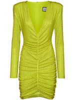 Philipp Plein rhinestone-embellished ruched mini dress - Jaune